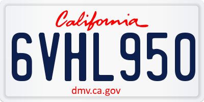 CA license plate 6VHL950