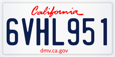 CA license plate 6VHL951