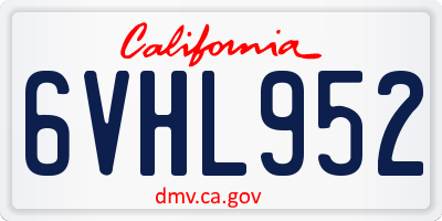 CA license plate 6VHL952