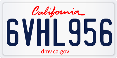 CA license plate 6VHL956