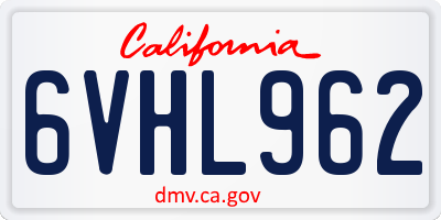 CA license plate 6VHL962