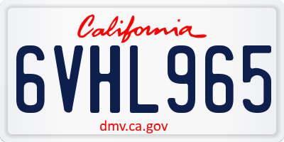 CA license plate 6VHL965