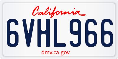 CA license plate 6VHL966