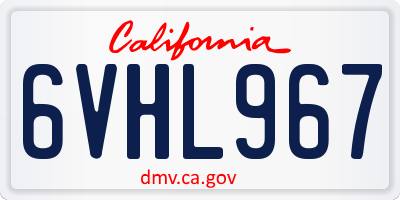 CA license plate 6VHL967