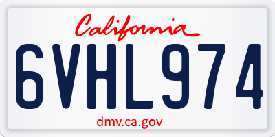 CA license plate 6VHL974