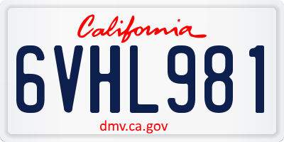 CA license plate 6VHL981