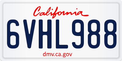 CA license plate 6VHL988