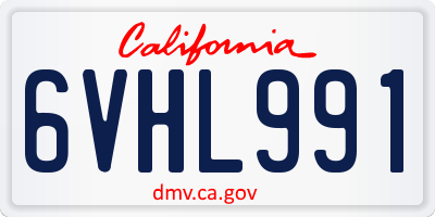 CA license plate 6VHL991
