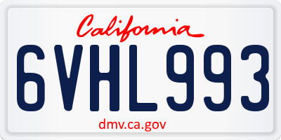 CA license plate 6VHL993