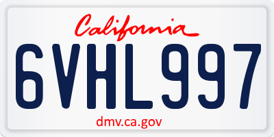 CA license plate 6VHL997