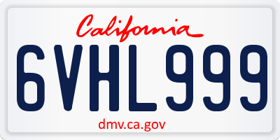 CA license plate 6VHL999