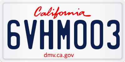 CA license plate 6VHM003
