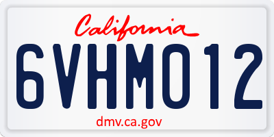 CA license plate 6VHM012