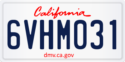CA license plate 6VHM031