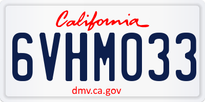 CA license plate 6VHM033