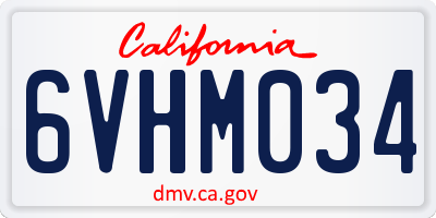 CA license plate 6VHM034