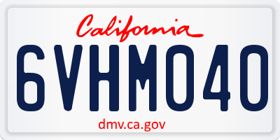 CA license plate 6VHM040