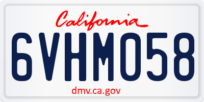 CA license plate 6VHM058