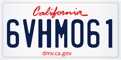 CA license plate 6VHM061