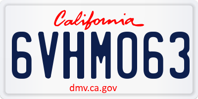 CA license plate 6VHM063