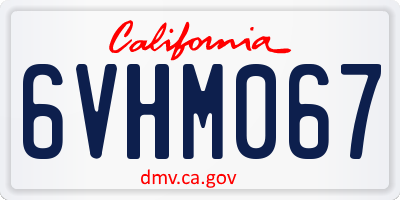 CA license plate 6VHM067