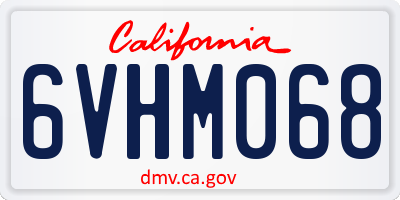 CA license plate 6VHM068