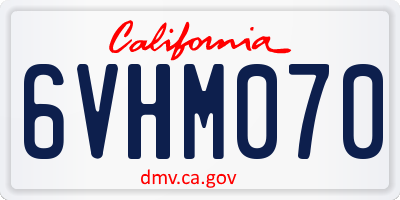 CA license plate 6VHM070