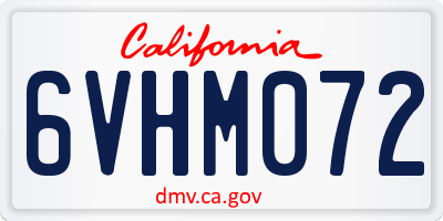 CA license plate 6VHM072