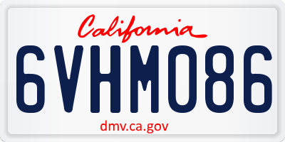 CA license plate 6VHM086