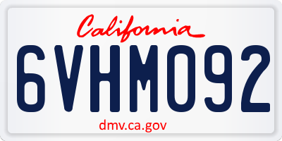 CA license plate 6VHM092