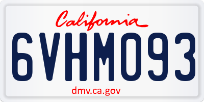 CA license plate 6VHM093