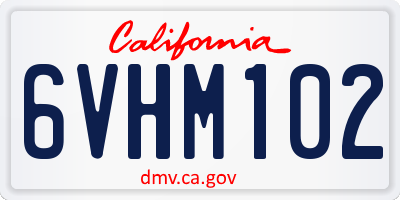 CA license plate 6VHM102