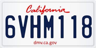 CA license plate 6VHM118