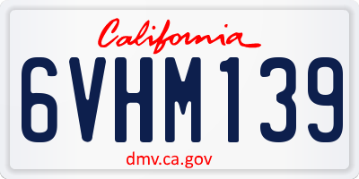 CA license plate 6VHM139