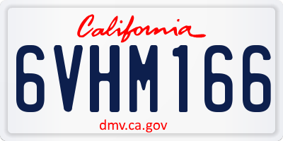 CA license plate 6VHM166