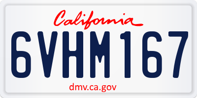 CA license plate 6VHM167
