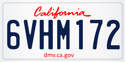 CA license plate 6VHM172