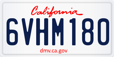CA license plate 6VHM180