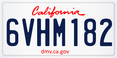 CA license plate 6VHM182