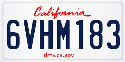 CA license plate 6VHM183