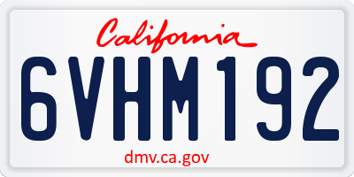 CA license plate 6VHM192