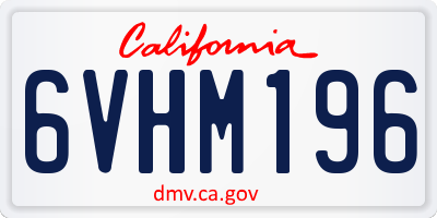 CA license plate 6VHM196