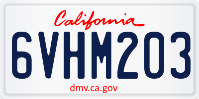 CA license plate 6VHM203