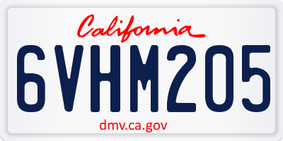 CA license plate 6VHM205