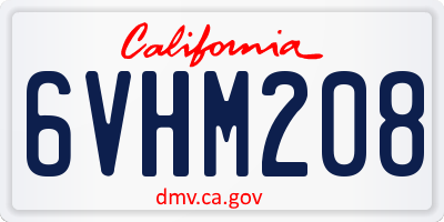 CA license plate 6VHM208