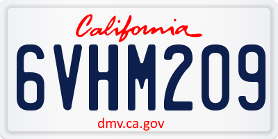 CA license plate 6VHM209