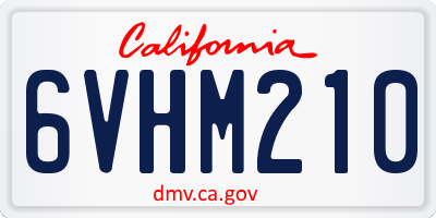CA license plate 6VHM210