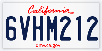 CA license plate 6VHM212