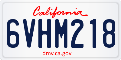 CA license plate 6VHM218