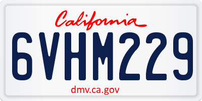 CA license plate 6VHM229